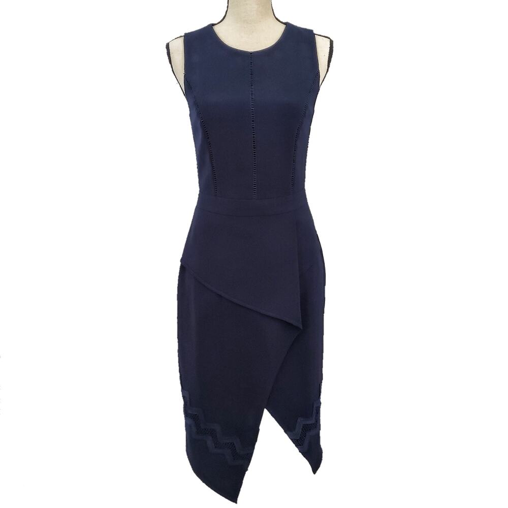 NWOT! Adelyn Rae Navy Asymmetrical Sheath Dress